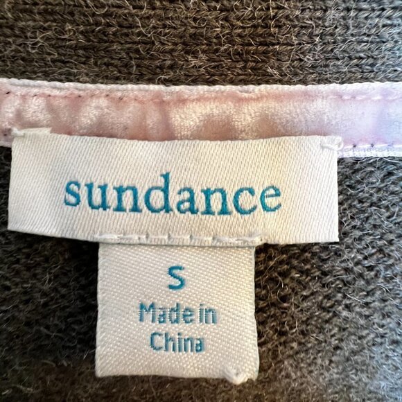 SUNDANCE Cardigan Sweater Gray Plaid Front Academia Size Small - Picture 2 of 7